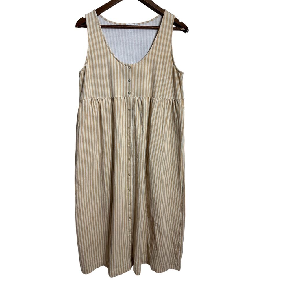 Storq Maternity Lounge Dress Ticking Stripe size 4/L Button Front Nursing